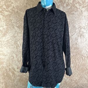 Kilburne & Finch Men’s XXL Swirl Pattern Button-Up Shirt Flip Cuff Polka Dot